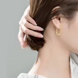 MloveAcc Oval Shape Earring 925 Sterling Silver Hoop for Women