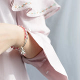 925 Silver Beaded Bracelet Strawberry Crystal Beads
