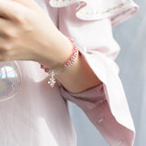 925 Silver Beaded Bracelet Strawberry Crystal Beads