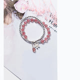 925 Silver Beaded Bracelet Strawberry Crystal Beads