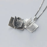 MloveAcc 925 Silver Holy Bible Necklace Book Page Charms Christian Religious