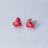 MloveAcc CZ Heart Stud Earrings 925 Sterling Silver Jewelry