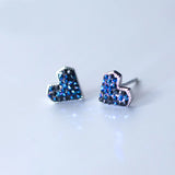 MloveAcc CZ Heart Stud Earrings 925 Sterling Silver Jewelry