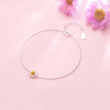 MloveAcc Daisy Flower Bracelet 925 Sterling Silver Adjustable Chain Link