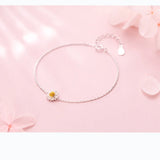 MloveAcc Daisy Flower Bracelet 925 Sterling Silver Adjustable Chain Link