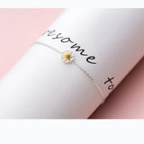 MloveAcc Daisy Flower Bracelet 925 Sterling Silver Adjustable Chain Link