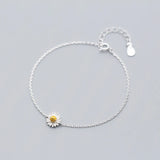 MloveAcc Daisy Flower Bracelet 925 Sterling Silver Adjustable Chain Link