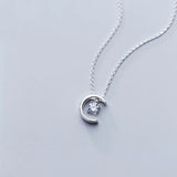 MloveAcc CZ Moon Short Necklace 925 Silver Wedding Jewelry