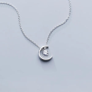 MloveAcc CZ Moon Short Necklace 925 Silver Wedding Jewelry