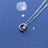 MloveAcc CZ Moon Short Necklace 925 Silver Wedding Jewelry