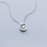 MloveAcc CZ Moon Short Necklace 925 Silver Wedding Jewelry