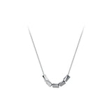 MloveAcc Silver 925 Necklace w/ Clavicle Chain Personality Beads Geometric