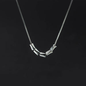 MloveAcc Silver 925 Necklace w/ Clavicle Chain Personality Beads Geometric