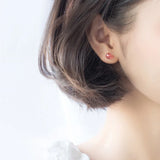 MloveAcc Strawberry Crystal Ball Stud Earrings 925 Sterling Silver