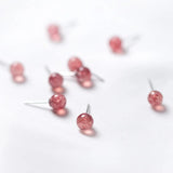 MloveAcc Strawberry Crystal Ball Stud Earrings 925 Sterling Silver