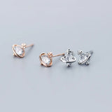 MloveAcc Tiny Silver CZ Planet Stud Earrings for Girls