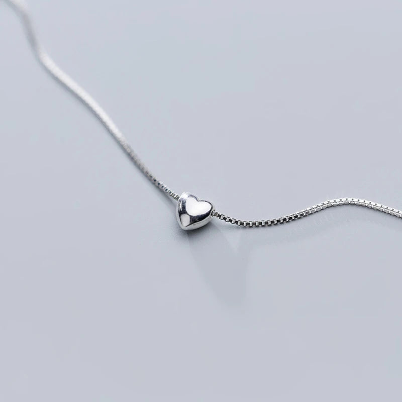 MloveAcc Smooth Heart Pendant Necklace 925 Sterling Silver