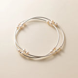 MloveAcc 925 Silver Double Layer Bracelet for Women Pearls Accessory