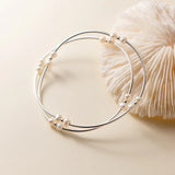 MloveAcc 925 Silver Double Layer Bracelet for Women Pearls Accessory