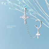 MloveAcc Cross Stars Zircon Single Clip Earrings Women Party Accessory