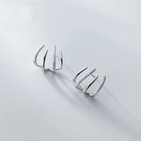 925 Silver Claw Stud Earrings with CZ for Women