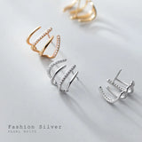925 Silver Claw Stud Earrings with CZ for Women