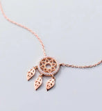 MloveAcc 925 Silver Leaf&Dreamcatcher Pendant Necklaces for Women
