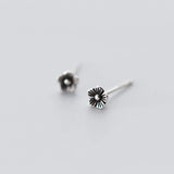 MloveAcc Vintage Silver Flower Stud Earrings 925 Sterling Silver
