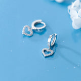 MloveAcc 925 Sterling Silver CZ Heart Women Hoop Earrings