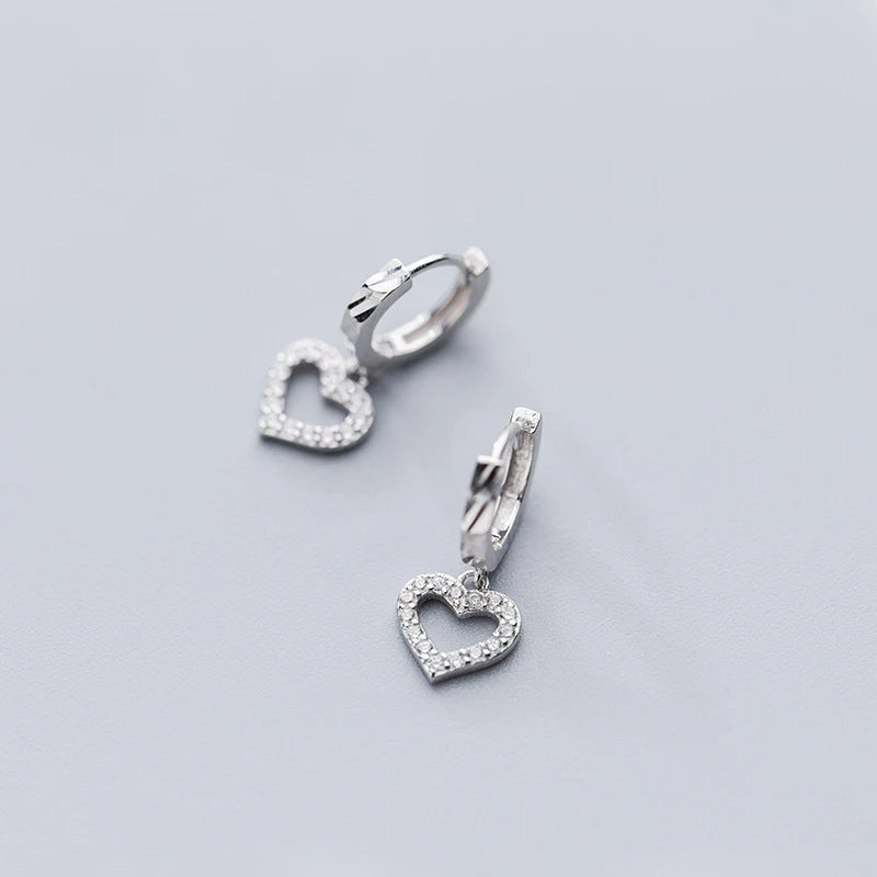 MloveAcc 925 Sterling Silver CZ Heart Women Hoop Earrings