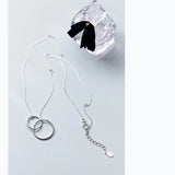 MloveAcc 925 Sterling Silver Double Round Circle Linked Pendant Necklace