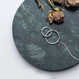 MloveAcc 925 Sterling Silver Double Round Circle Linked Pendant Necklace