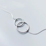 MloveAcc 925 Sterling Silver Double Round Circle Linked Pendant Necklace