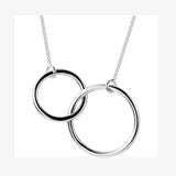 MloveAcc 925 Sterling Silver Double Round Circle Linked Pendant Necklace