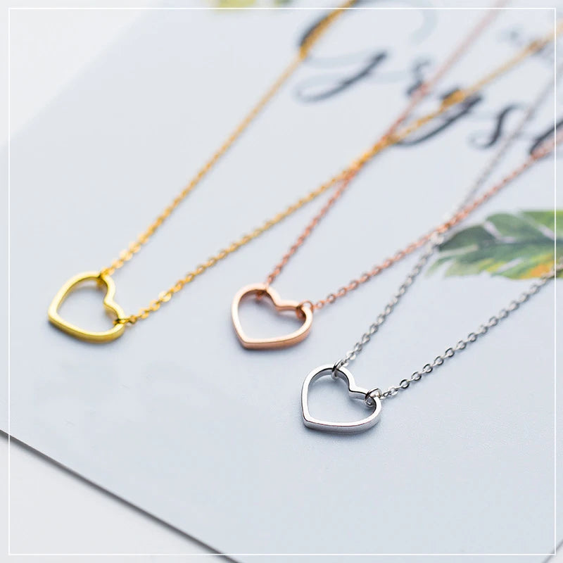 MloveAcc 925 Silver Heart Pendant Necklace Choker Gift