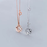 MloveAcc 925 Silver Moon&Stars CZ Pendant Necklace Gift