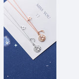 MloveAcc 925 Silver Moon&Stars CZ Pendant Necklace Gift