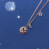 MloveAcc 925 Silver Moon&Stars CZ Pendant Necklace Gift