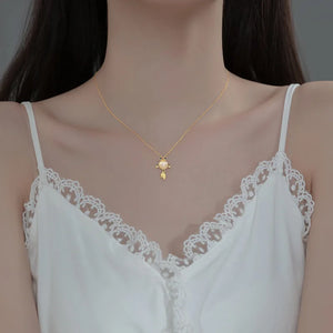 MloveAcc Silver Goldfish Pendant Necklace with Opal Stone