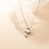 MloveAcc Silver Goldfish Pendant Necklace with Opal Stone