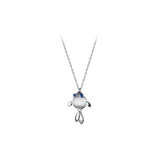 MloveAcc Silver Goldfish Pendant Necklace with Opal Stone