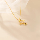 MloveAcc Silver Goldfish Pendant Necklace with Opal Stone