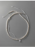 925 Silver Pearl & Zircon Square Choker Necklace Pendant