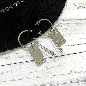 Nameplate Letter Earring Label Pin Exaggerated Multi-Element Accessories