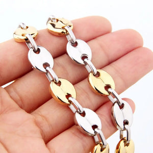 Mne's Women's Necklace 7mm Top Polished Stainless Steel Chain SilverGold 7-40''