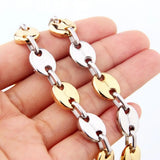 Mne's Women's Necklace 7mm Top Polished Stainless Steel Chain SilverGold 7-40''