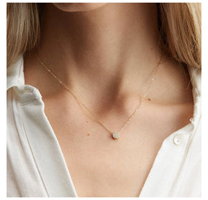 925 Silver CZ Pendant Necklace Choker for Women