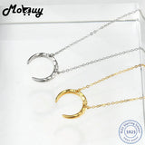 925 Silver Choker Necklace Crescent Moon Pendant Yellow Jewelry