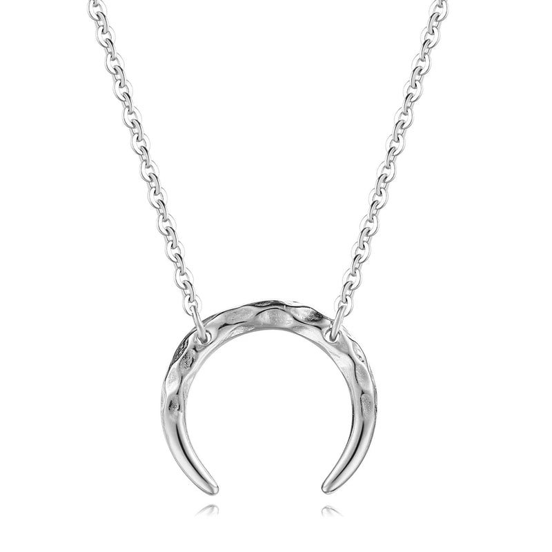 925 Silver Choker Necklace Crescent Moon Pendant Yellow Jewelry