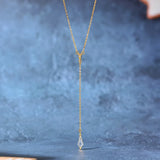 925 Silver Necklace Vintage Rhombus Crystal Pendant 14k Plated Jewelry